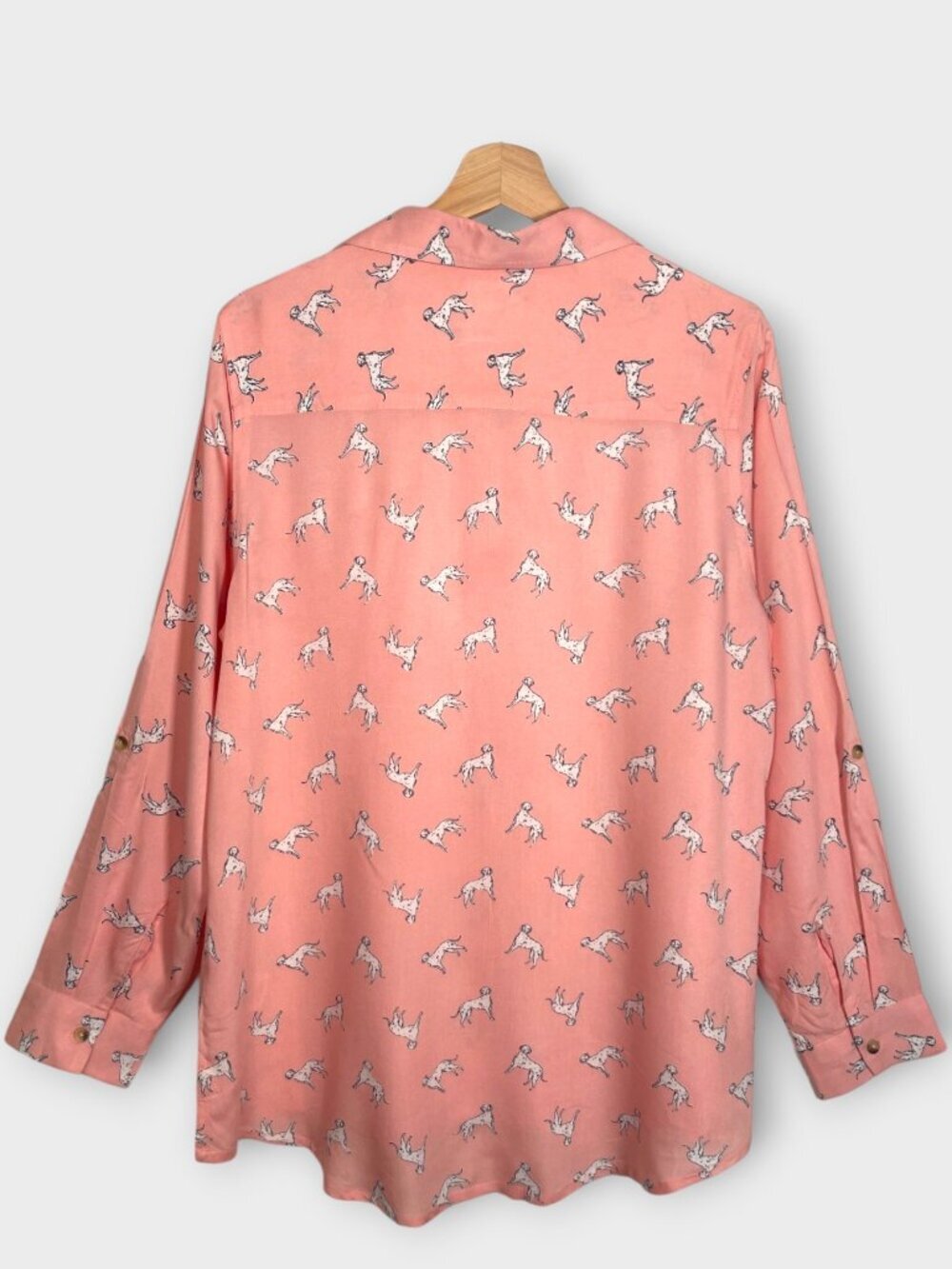 C&C California Button Up Long Sleeve Blouse Shirt LARGE Pink Dogs NEW - Picture 2 of 10